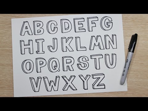 How to draw 3D Alphabet letters | วาดตัวหนังสือ A-Z สามมิติ